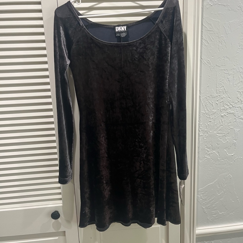 Vintage 90’s DKNY gunmetal Velvet Dress NWT